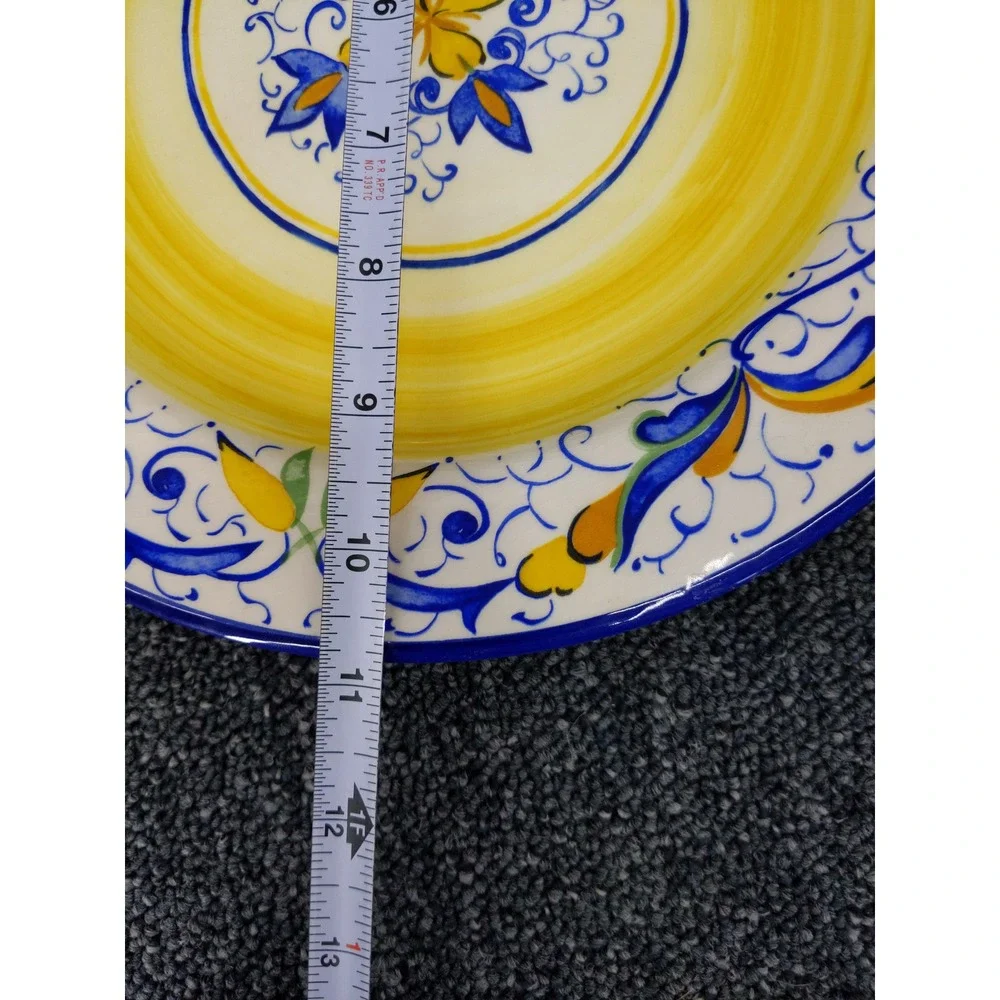 Pier 1 Mirandela Dinner Plates 10.75 Yellow Blue Mediterranean Portugal Set of 2